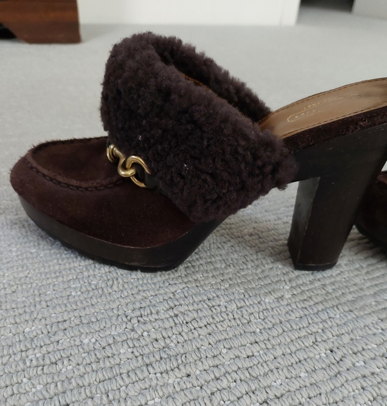 Coach suede clogs with fur - Picture 9 of 14